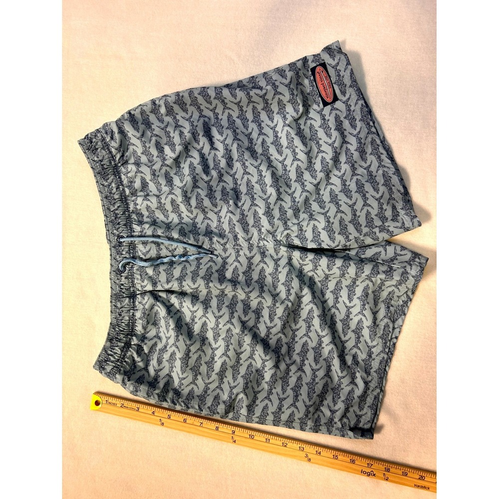 Vineyard Vines Shark Print Swim Trunks Mesh Lined Drawstring 7" Men's Medium - Picture 7 of 13
